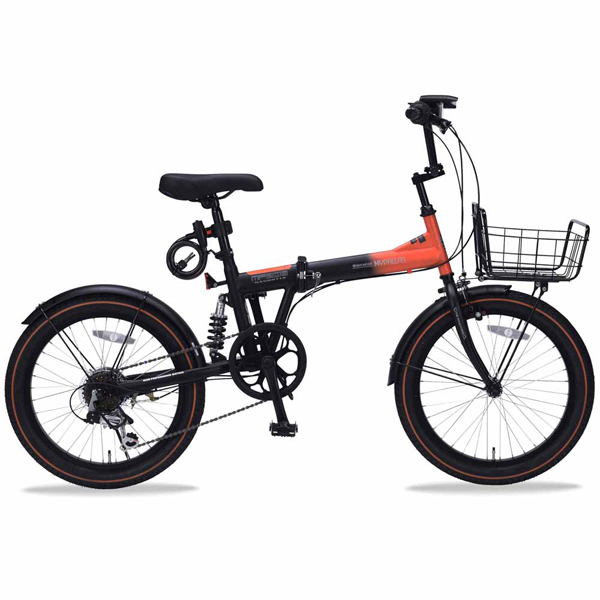 折りたたみ自転車 20インチ 自転車 6段変速 LEDライト カゴ付 折り畳み