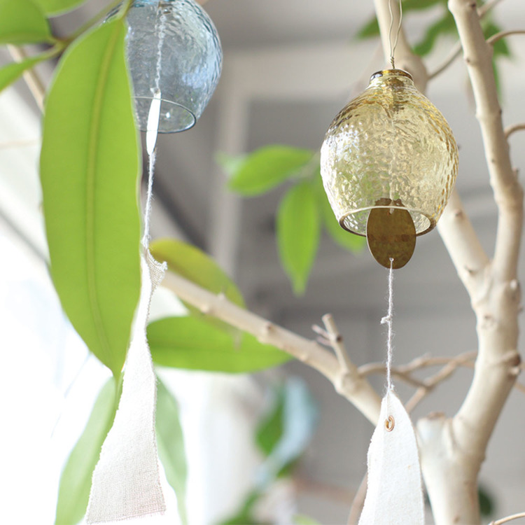 風鈴インブルームチャイムシンプルインテリアガラス夏真鍮おしゃれクレエインブルームウィンドチャイムレモンCreer 