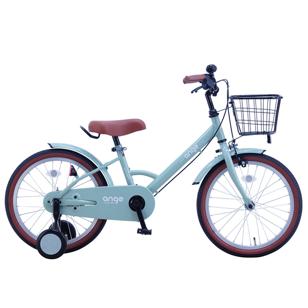 自転車 幼児 子供用 18インチ グレー ミント シンプル 取っ手付き