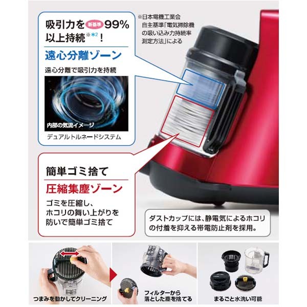 東芝 TOSHIBA サイクロンクリーナー トルネオミニ VC-C3-R清掃済み TOSHIBA（東芝） サイクロン式クリーナー トルネオミニ VC-C3-N・R