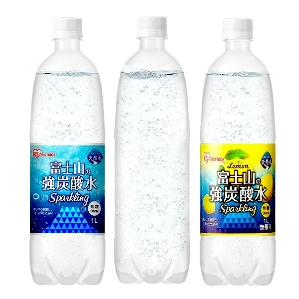 炭酸水 1L 15本 ラベルレス レモン ラベルあり 富士山の強炭酸水 1L×15本強炭酸水 強炭酸 1000ml 富士山 ケース 水 炭酸 アイリスオーヤマ