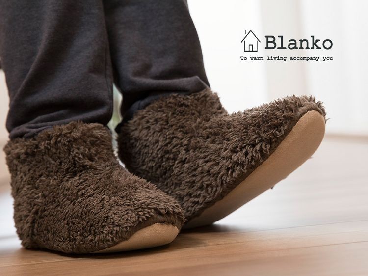 【スリッパルームシューズ節電対策寝具保温節電グッズ防災用品BlankoマイクロミンクファールームブーツMサイズクリアグローブ】 