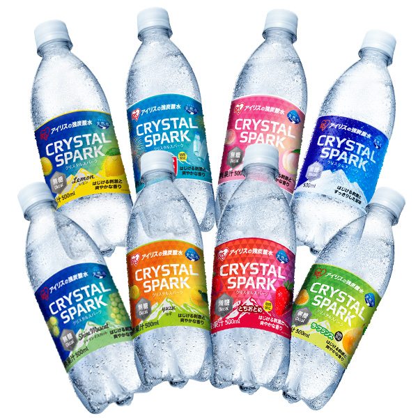 ＼ラムネ風味新登場！／ 炭酸水 500ml 24本 強炭酸水 アイリスオーヤマ クリスタルスパーク レモン ピーチ フレーバー 無糖 クリスパ *