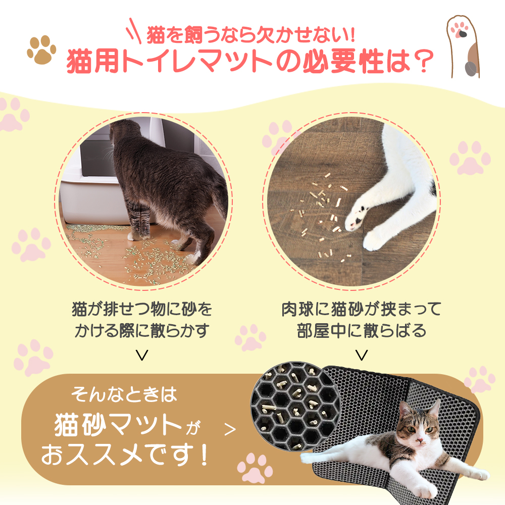 砂取りマット 猫 55×75cm トイレマット 折り畳み 猫砂マット 猫砂飛散防止 二重構造 清潔簡単 飛び散り防止マット 底部防水 犬 関連画像4