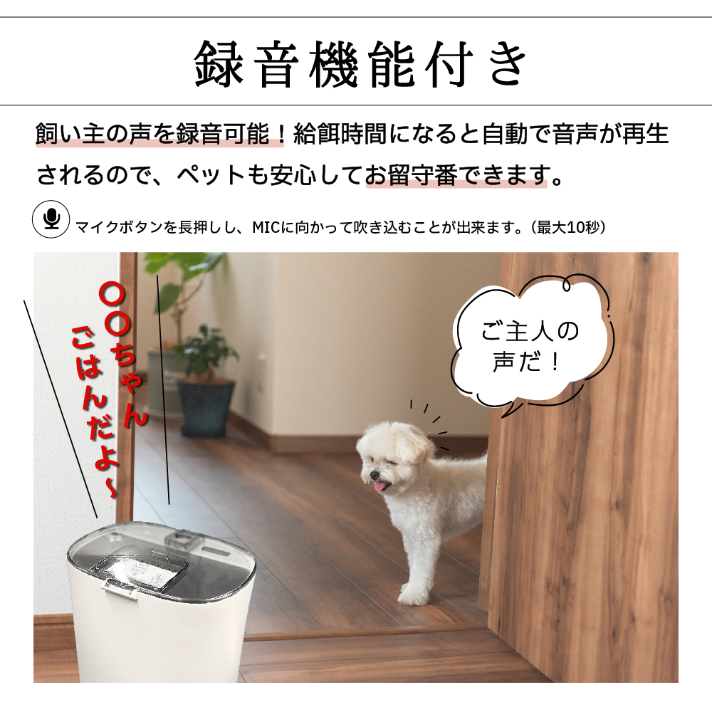 自動給餌器 餌やり機 猫 犬 餌 1日4食設定 4.5L 大容量 乾燥剤ポケット