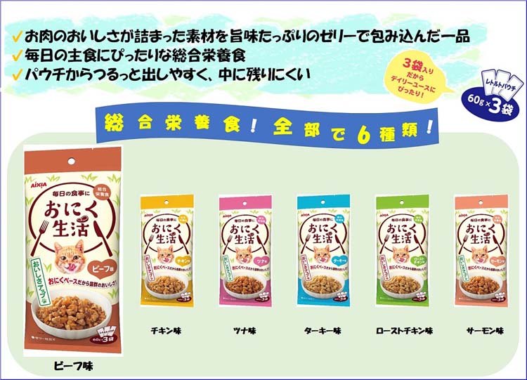 おにく生活 ビーフ味 ( 3袋入×24セット(1袋60g) ) : ペットランドYahoo