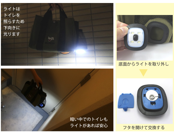 暗がりでのトイレに便利な下向きLEDライト付き