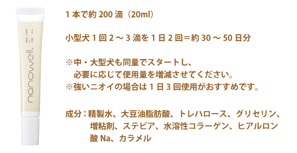 ナノウェル1本で小型犬　約30〜50日分