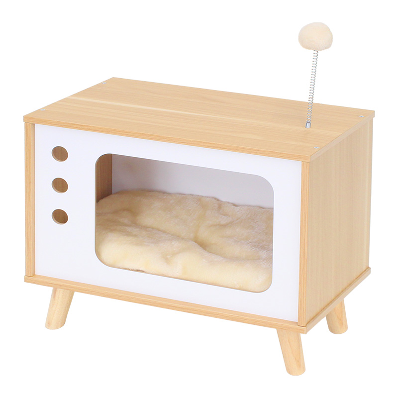 petselect(公式)  (新商品) ニャンコノイエ (テレビジョン) 猫 ベッド ねこ キャットハウス ネコ ペット ハウス 木製 テレビ レトロ 犬 いぬ ドッグ 小型犬 | Pet Select by Nihonikuji | 01