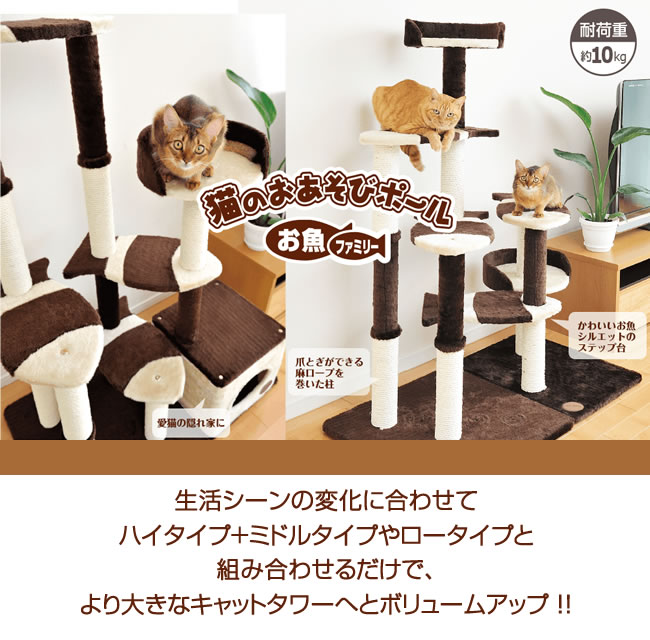 ペティオ アドメイト 猫のおあそびポール お魚ファミリー ハイタイプ