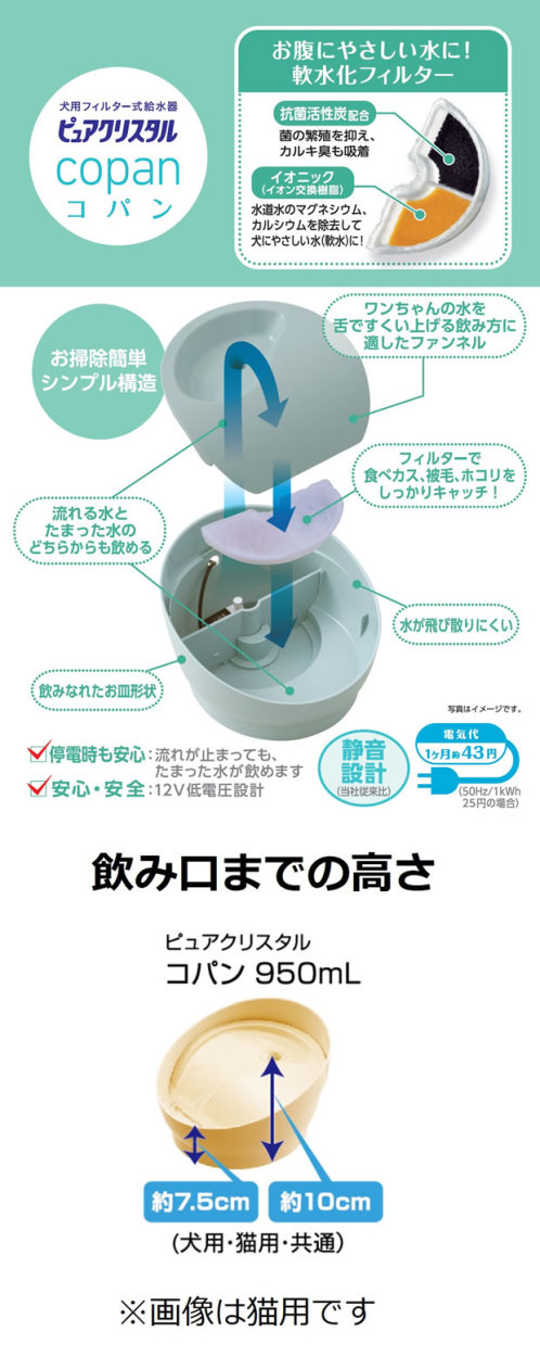 ジェックス Gex ピュアクリスタル コパン 犬用 スモークブルー 自動給水器 水飲み 電動 ペッツマム Paypayモール店 通販 Paypayモール