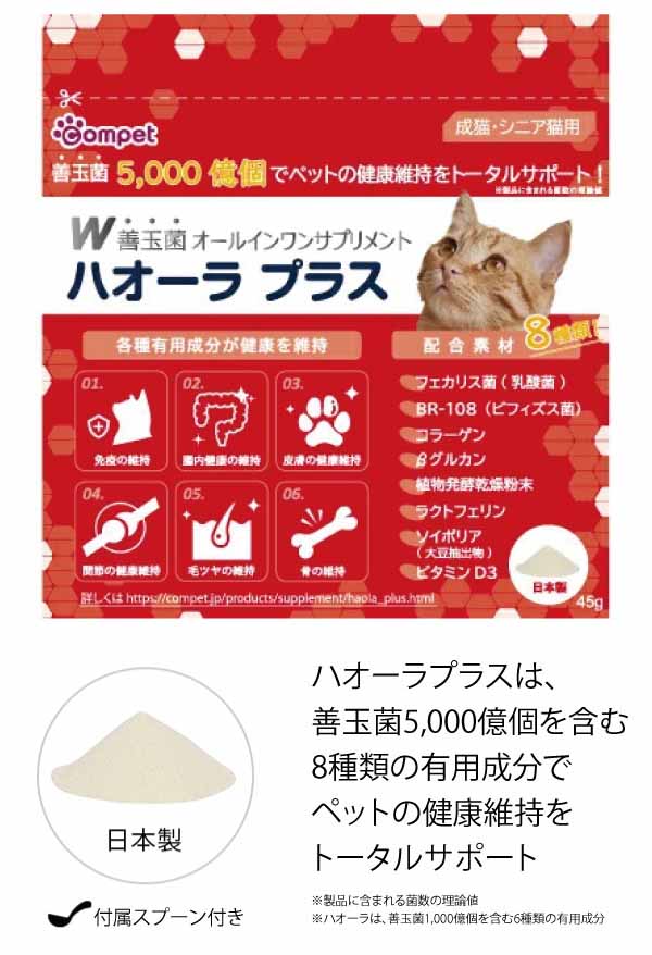 コムペット W善玉菌 オールインワンサプリメント ハオーラ 猫用 大容量