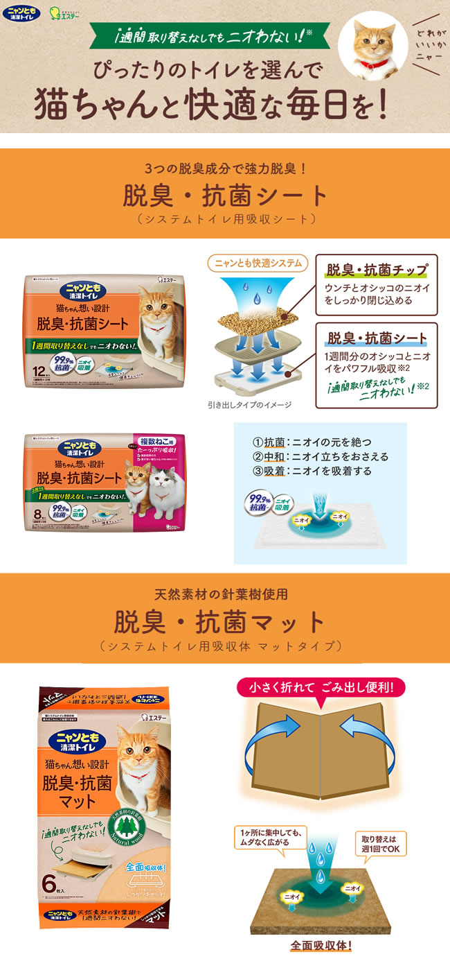 エステー ニャンとも清潔トイレ 脱臭・抗菌 シート マット