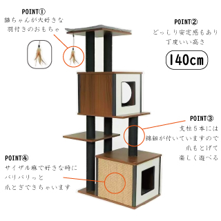 キャットタワー ボックス付き グランドジュピター 猫用品 据え置き型
