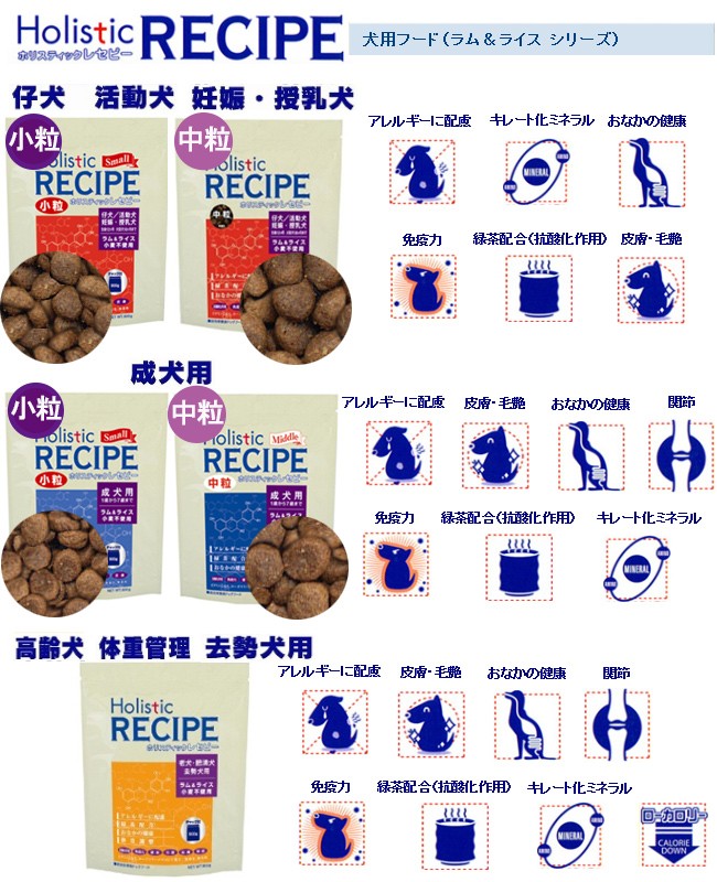 ホリスティックレセピー（Holistic RECIPE）　ラム＆ライス　成犬用（アダルト）　中粒　18.1kg　ブリーダーバッグ　正規品