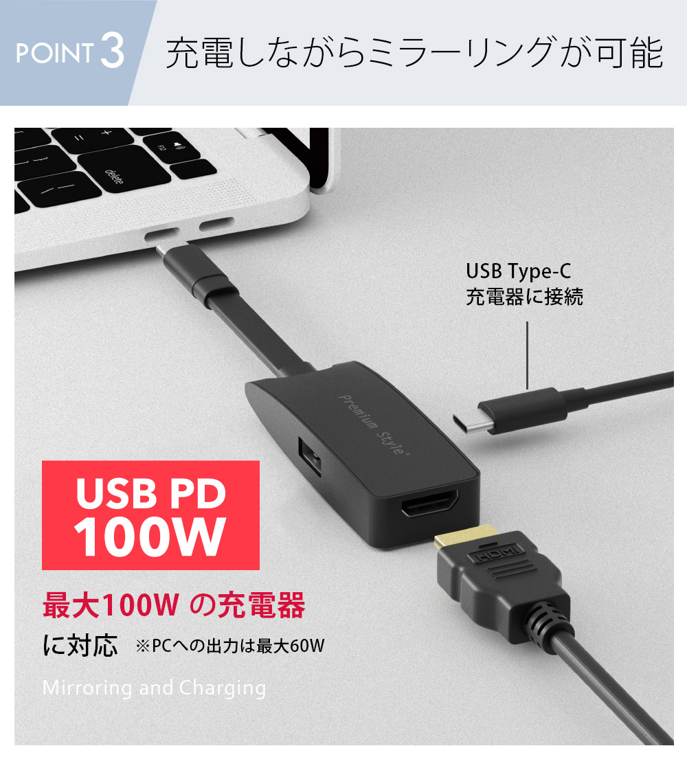 ネット配信 動画配信 HDMI ミラーリング アダプタ USB Type-C Type-A