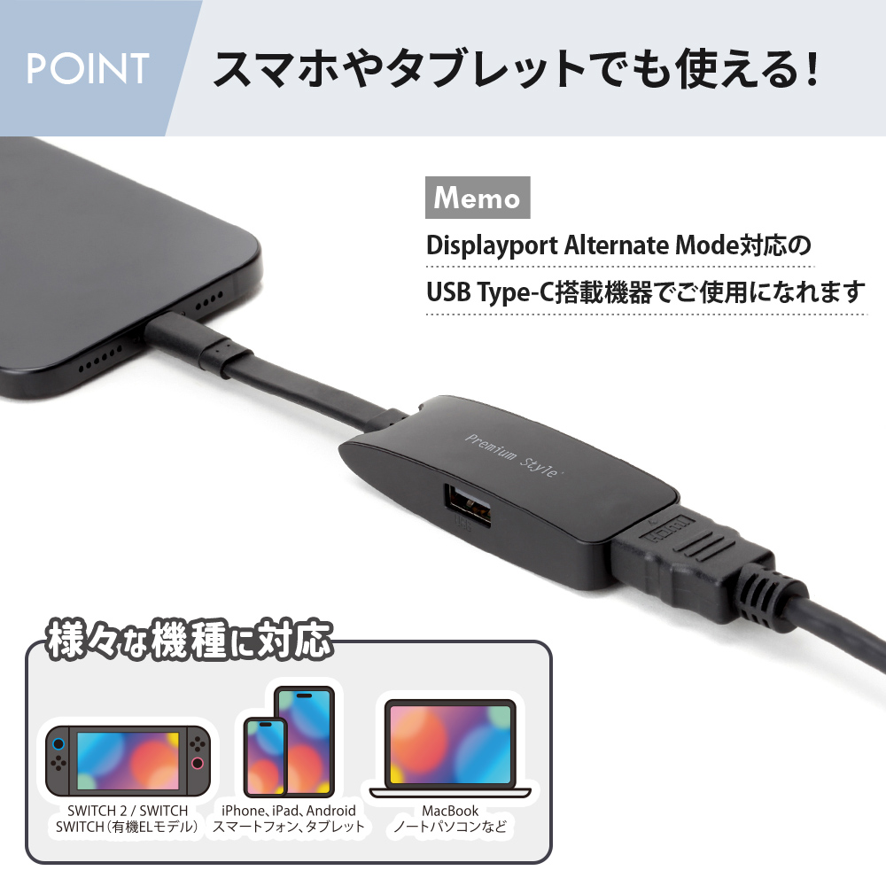 ネット配信 動画配信 HDMIミラーリング アダプタ USB Type-Cコネクタ