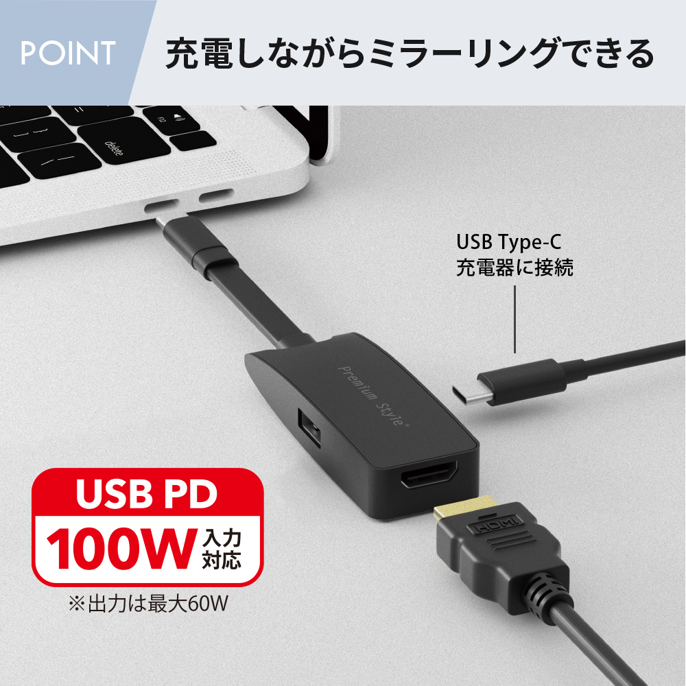 ネット配信 動画配信 HDMIミラーリング アダプタ USB Type-Cコネクタ