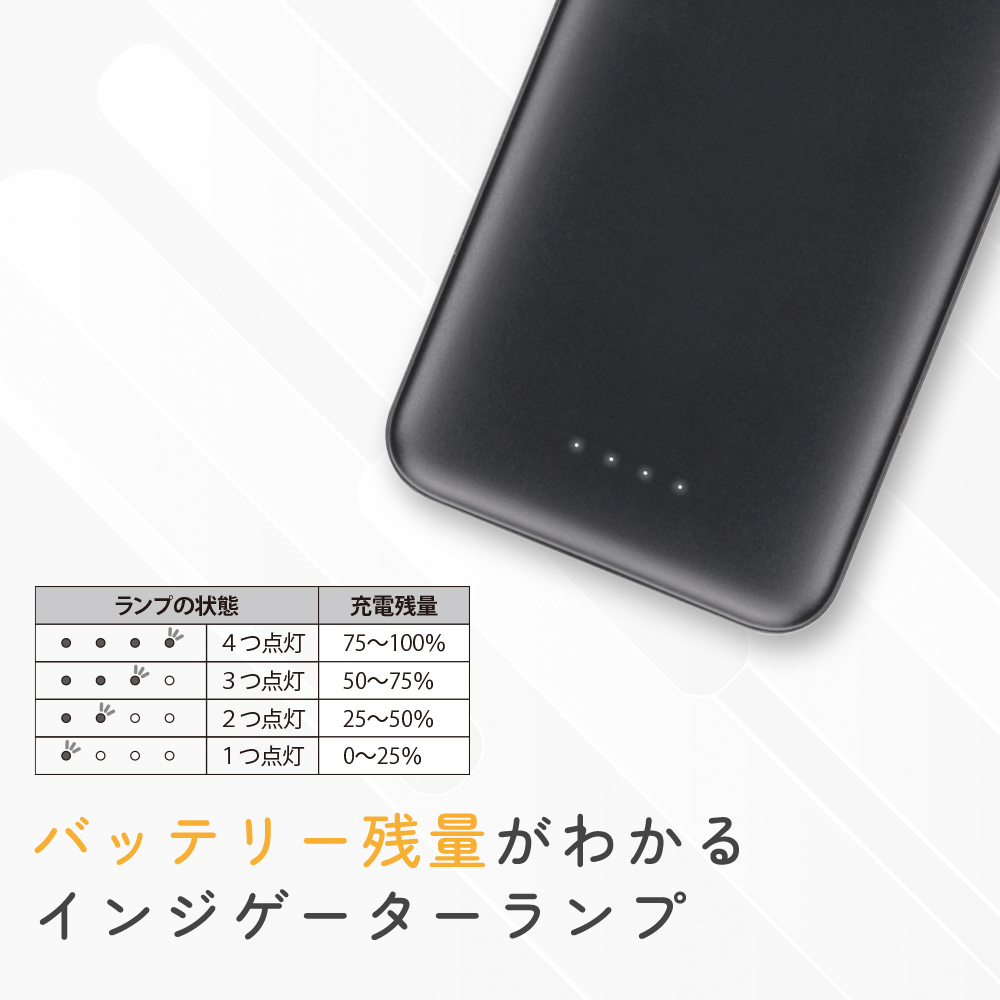 6/5発売】準固体モバイルバッテリー 5000mAh ブラック 準個体