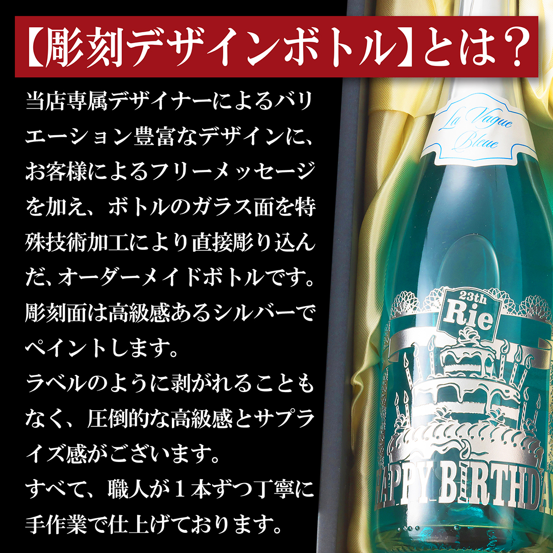 スパークリングワインブルースパークリングハッピーバースデーデザイン