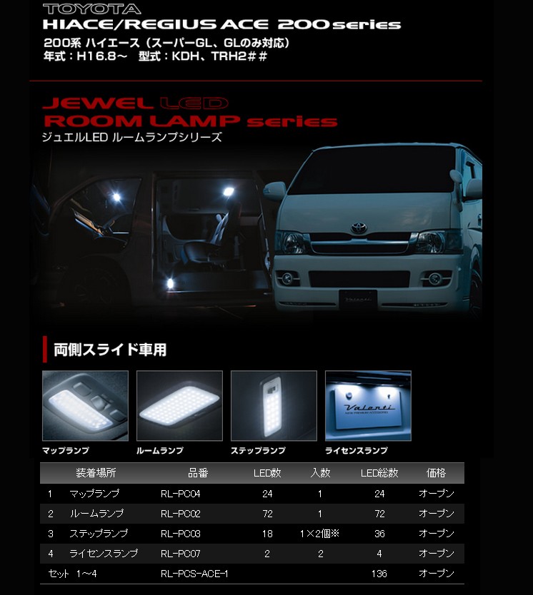 ヴァレンティ ( Valenti ) 【ハイエース 〜3型 両側スライド車