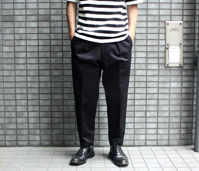 安い購入 １タックトラウザーパンツ サイ Scye デーパード 黒 ブラック チノ チノパン Labelians Fr