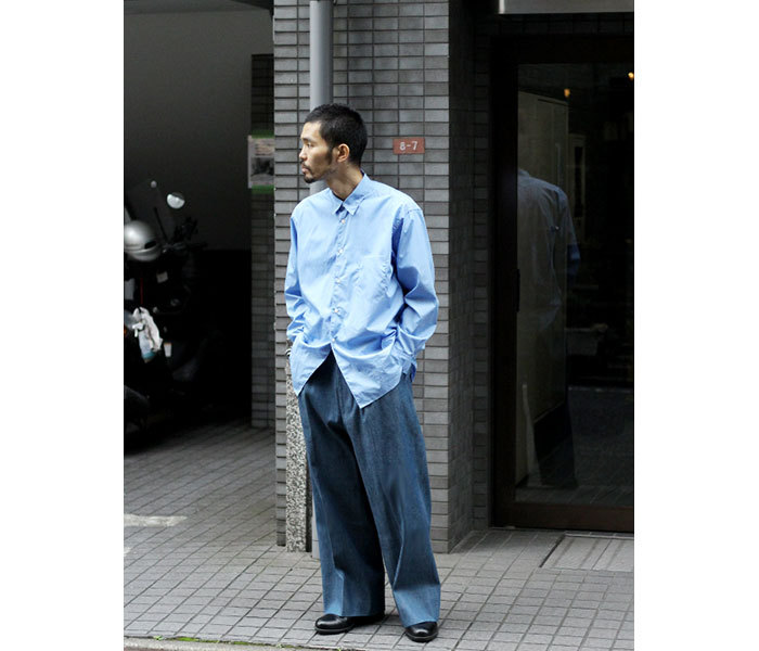 INTERIM SHUTTLE DENIM BAGGY 1TUCK SLACKS デニム