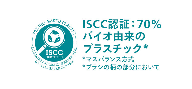 ISCC認証：70％ バイオ由来のプラスチック*