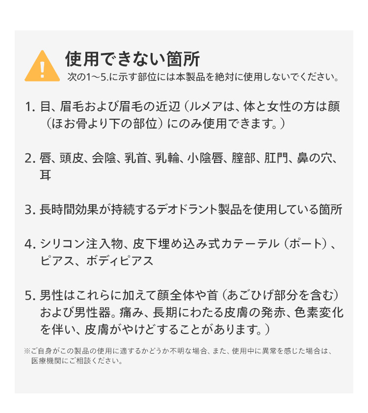 使用できない箇所