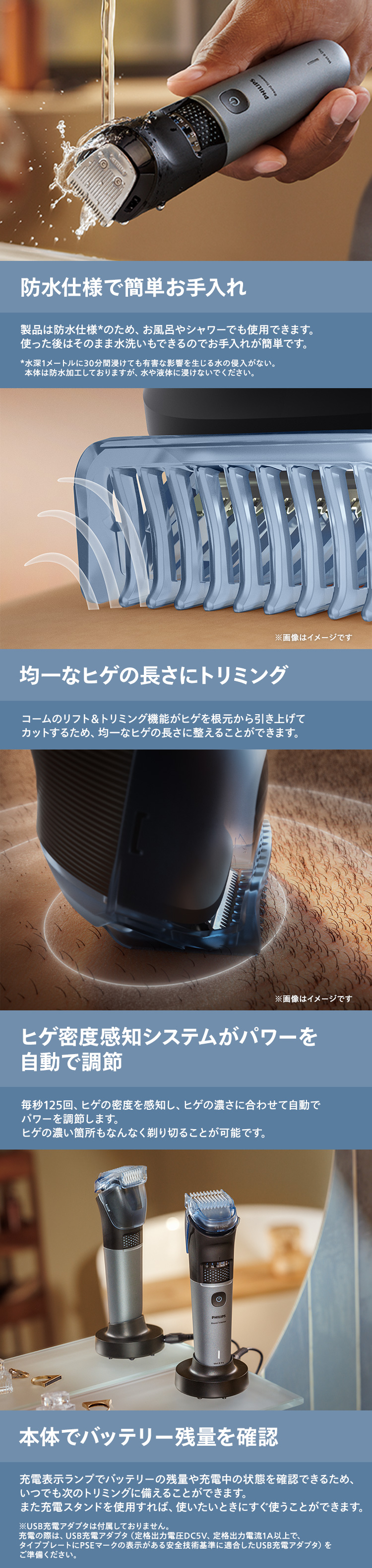 Philips（フィリップス） ヒゲトリマー 7000シリーズ ミッドスレート