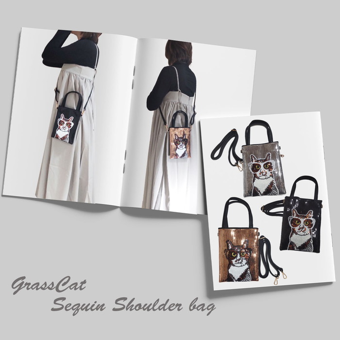 ☆1点物☆ ハンドメイド エナメルスパンコールモチーフバッグ ネコ ☆1点物☆ ハンドメイド エナメルスパンコールモチーフバッグ ネコ