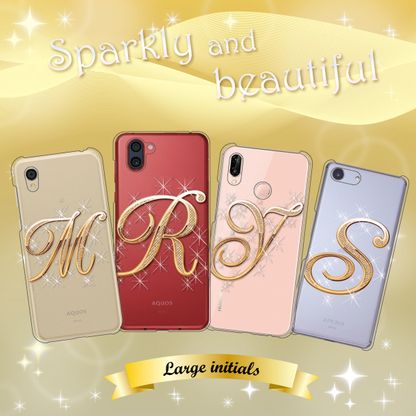 スマホケース 100機種以上対応 Android各種 iPhone17eなど ケース カバー スマホカバー 軽量 ハードケース キラキラ風 英字イニシャル柄 大きめ |  | 05