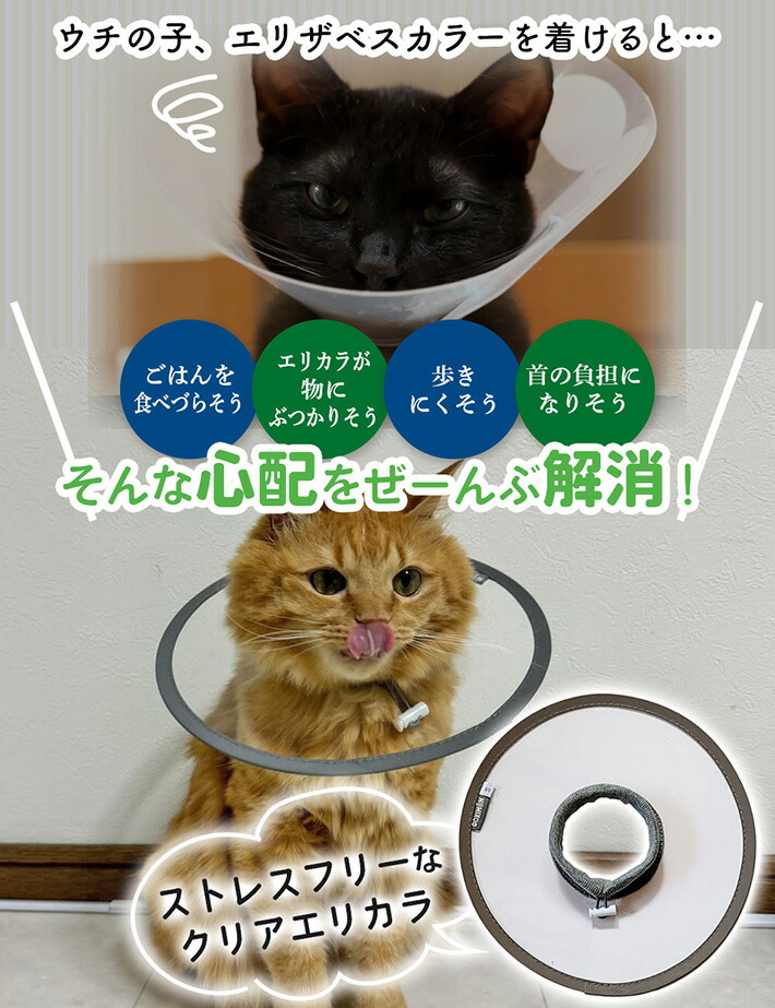 エリザベスカラー 猫 犬 透明 ソフト エリカラ ストレスフリー