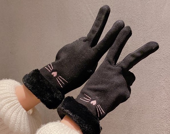 手袋 スマホ対応 レディース 暖かい ネコ 猫 好き フェミニン