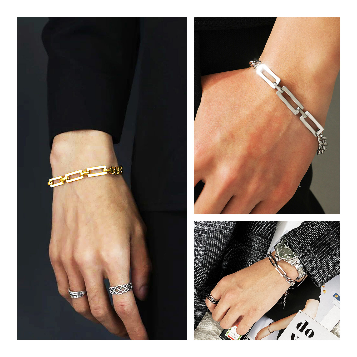 Risa（リサ） ブレスレット コンビ チェーン 金属アレルギー対応 喜平