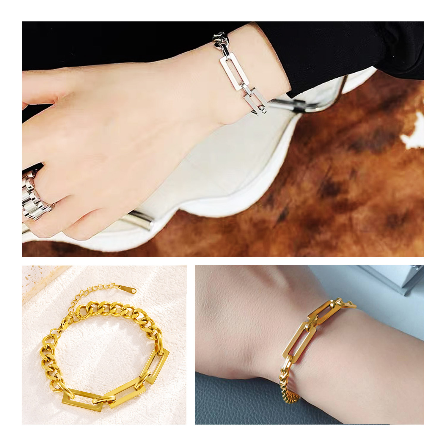 Risa（リサ） ブレスレット コンビ チェーン 金属アレルギー対応 喜平