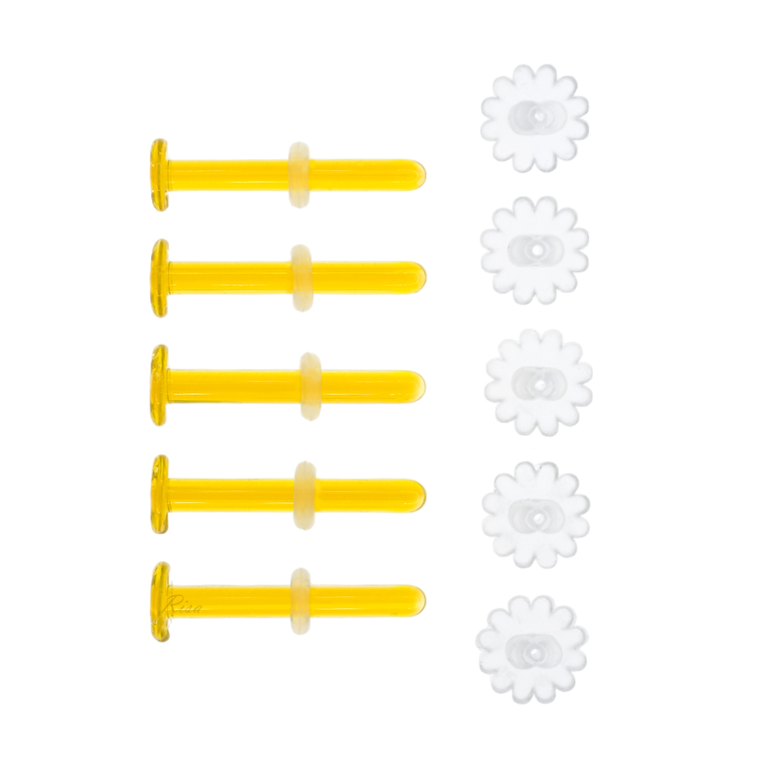 Risa（リサ） 5個セット 透明ピアス ガラスピアス 金属アレルギー対応