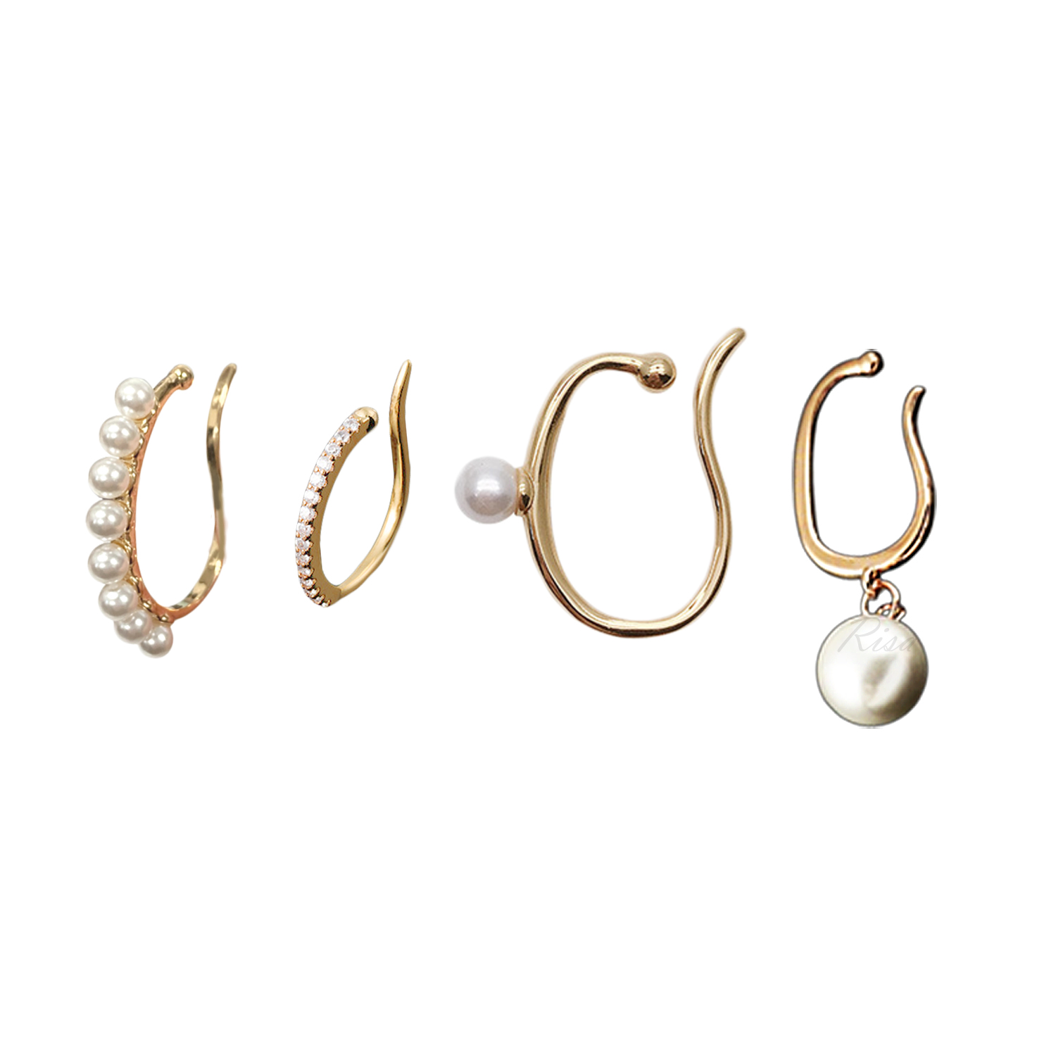 Risa（リサ） イヤーカフ イヤーカフス パール イヤリング 4点 セット