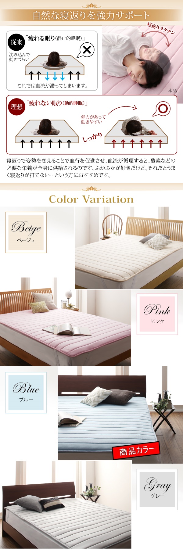 寝心地が進化する・V-LAPニットベッドパッド キング☆ブルー☆