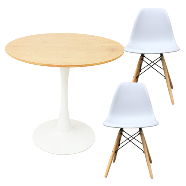 テーブルセット 3点セット 2人用 80cm おしゃれ カフェテーブル 木目 大理石 丸テーブル リビングテーブル ラウンドテーブル | WEIMALL | 03