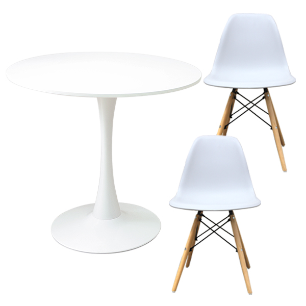 テーブルセット 3点セット 2人用 80cm おしゃれ カフェテーブル 木目 大理石 丸テーブル リビングテーブル ラウンドテーブル | WEIMALL | 01