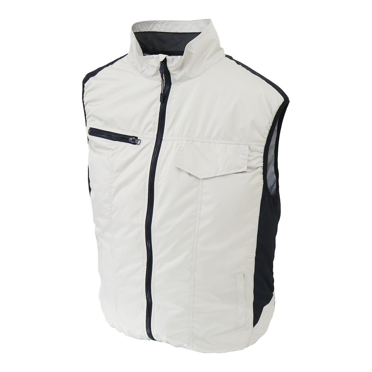 空調服 サイズXL ホワイト ポリエステル100% 冷却ファン付き WEIMALL 空調作業服 ファン付きベスト バッテリーセット フル