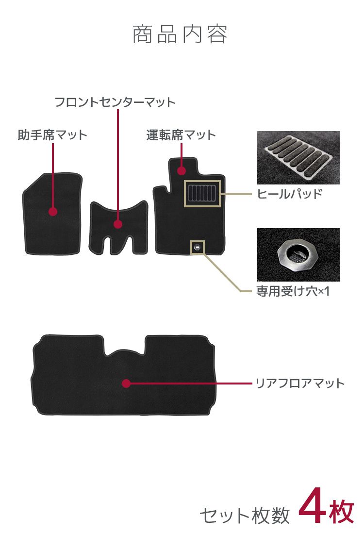 フロアマット ダイハツ ムーブ ムーズカスタム 4Pセット L175S フロアマット ダイハツ ムーブ ムーズカスタム 4Pセット L175S
