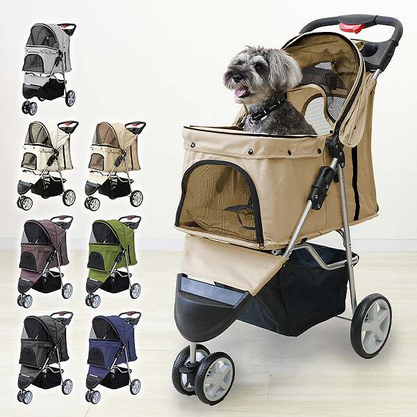 ペットカート 折りたたみ 軽量 多頭 小型犬 中型犬 3輪 カバー付き 耐荷重15kg ストッパー付 介護用 犬 猫 ペット ペットキャリー カート | WEIMALL