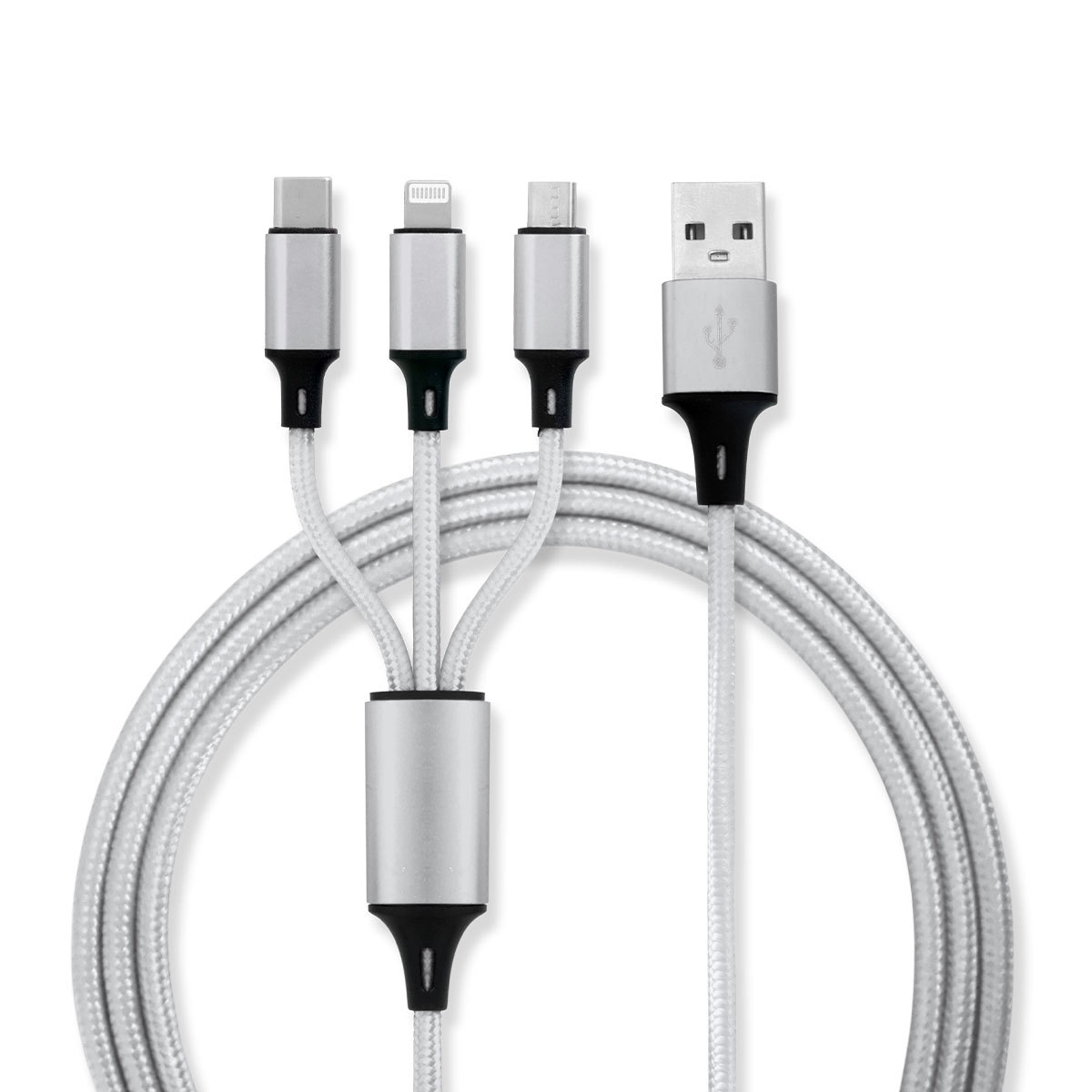 3in1 充電ケーブル 2本セット iPhone Android ライトニング Type-C Micro USB 急速充電  1.2ｍ モバイルバッテリー 充電器 高耐久 2.1A lightning｜pickupplazashop｜04