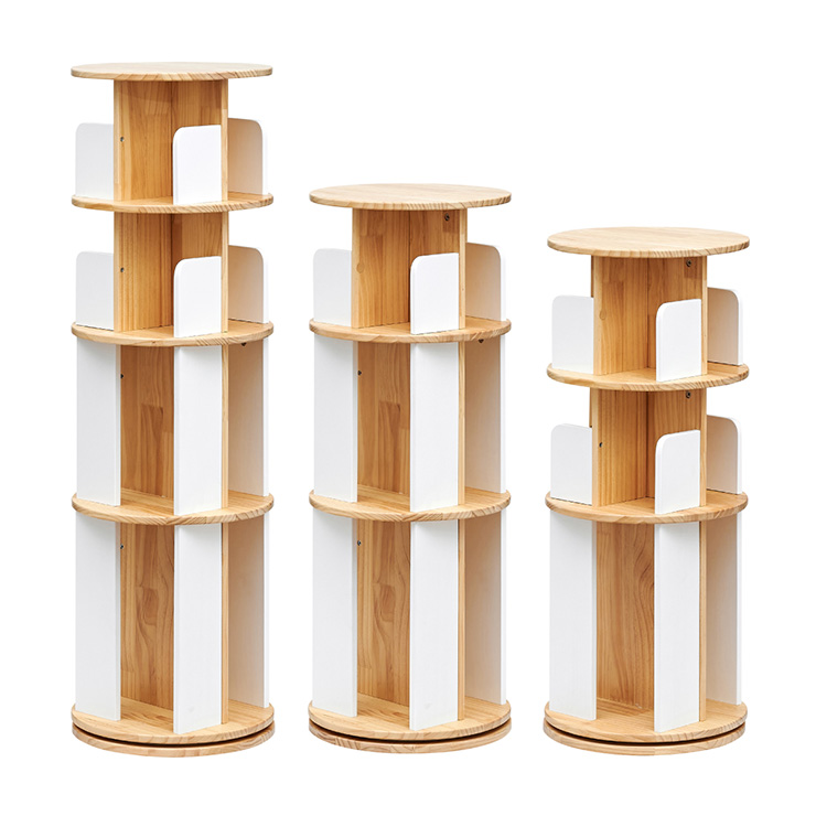 smart-i 【図鑑対応】絵本棚 絵本ラック 回転 スリム 木製 おしゃれ 3