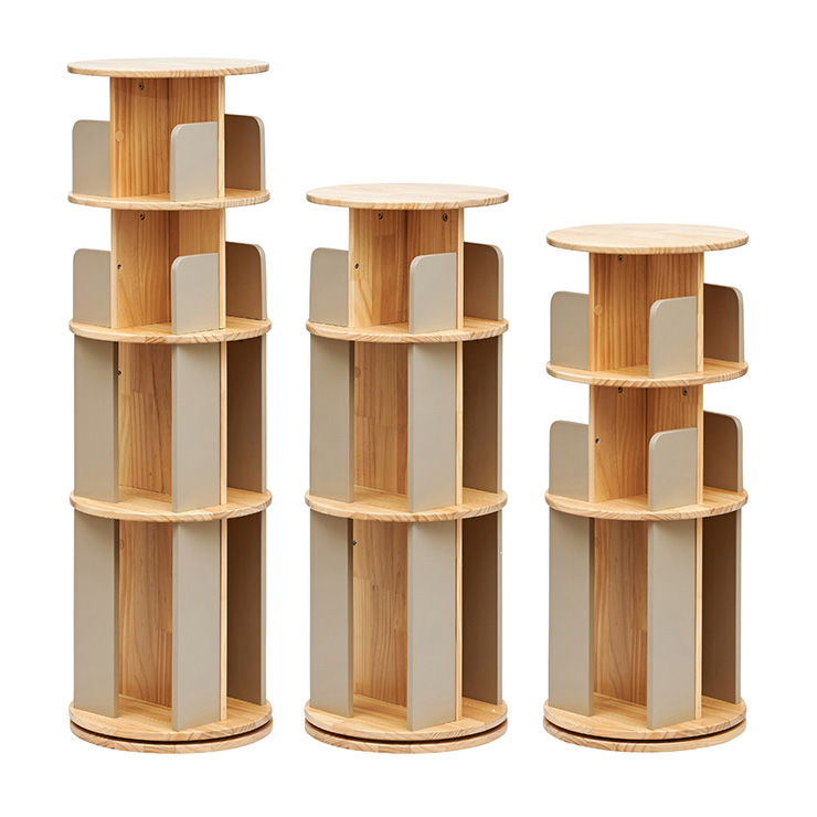 smart-i 【図鑑対応】絵本棚 絵本ラック 回転 スリム 木製 おしゃれ 3