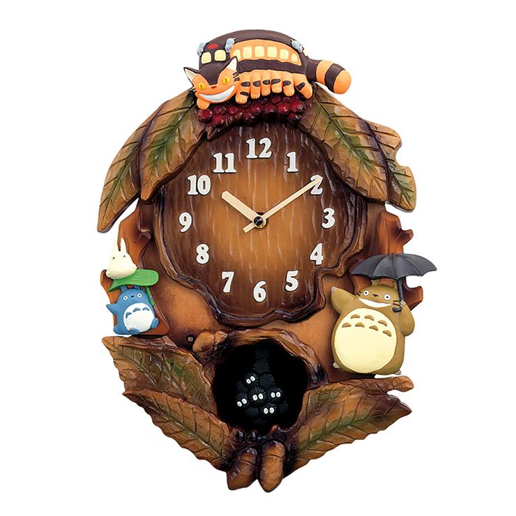 ジブリ トトロ リズム時計 掛時計 壁掛け時計 ウォールクロック 振り子 単2電池 アナログ おしゃれ 子供部屋 メロディ付き 天然木製 となりのトトロからくり時計｜pie-no｜02