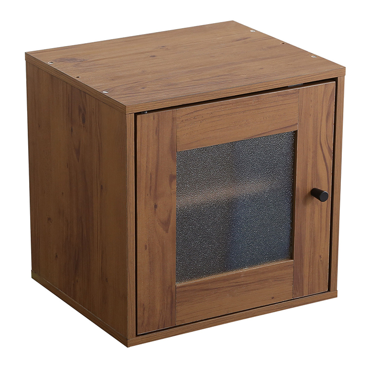 収納棚 正方形 カラーボックス キューブボックス ラック 食器棚 すりガラス 2段 木製 おしゃれ ...