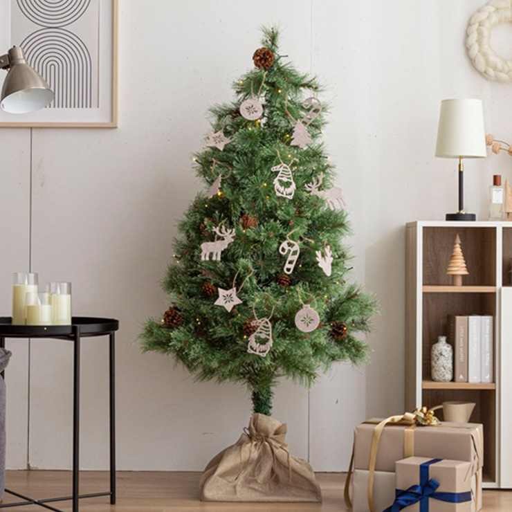 クリスマスツリー H150cm ツリー オーナメント もみの木 松ぼっくり おしゃれ 北欧 クリスマス LEDライト付き ヌードツリー オーナメントセット Chalon(カロン)｜pie-no｜02